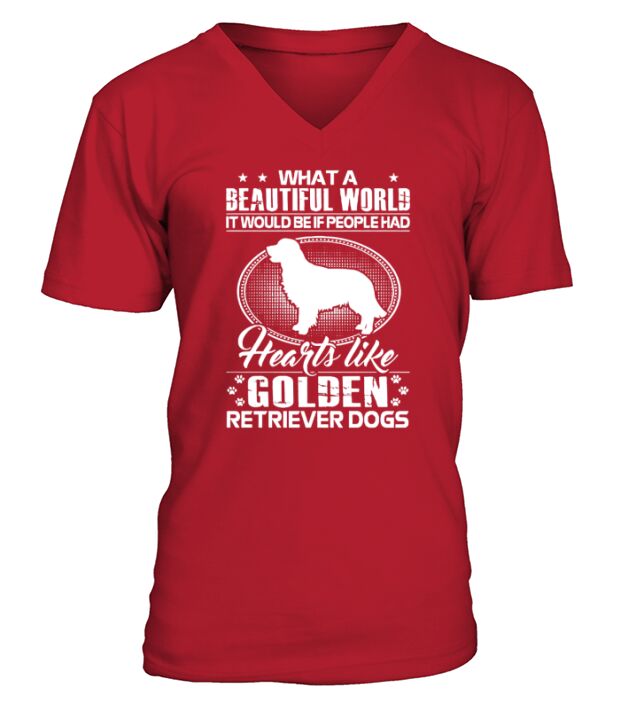 Hearts Like Golden Retriever Dogs V-Neck T-shirt