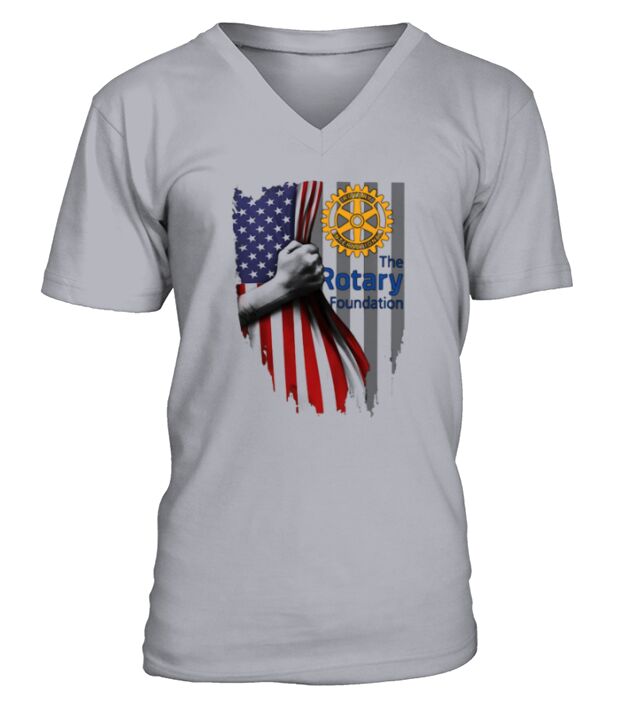 The Rotary Foundation   American Flag V-Neck T-shirt