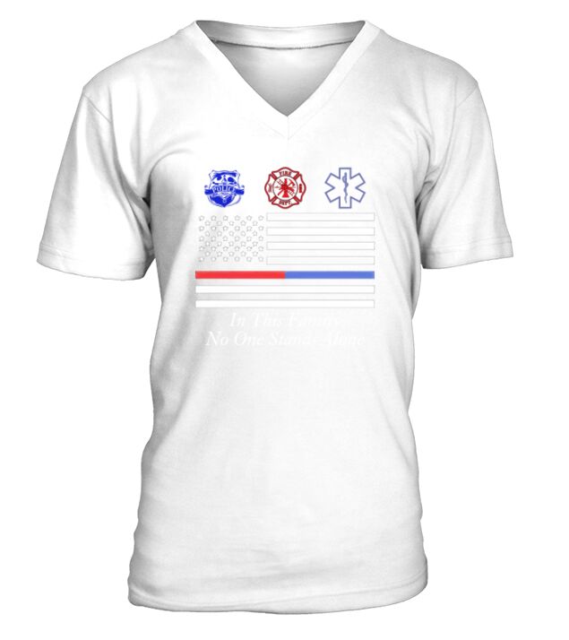 In this family no one stands alone American flag V-Neck T-shirt