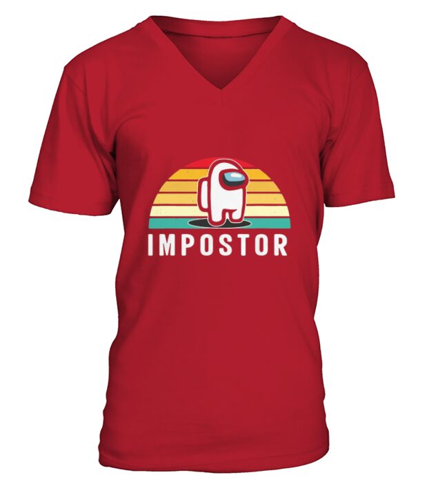 Gaming Meme Impostor Among Game Us Sus Gift Vintage Sunset V-Neck T-shirt