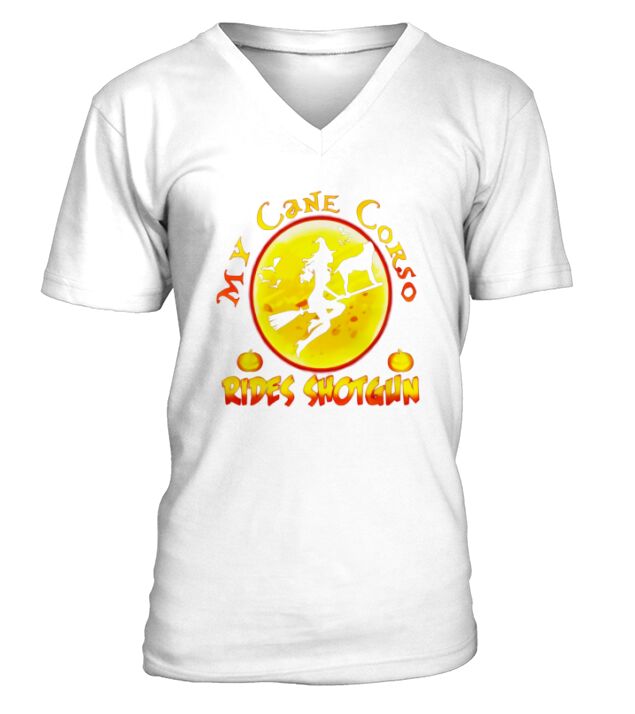 My Cane Corso Rides Shotgun Halloween Gift T-Shirt V-Neck T-shirt