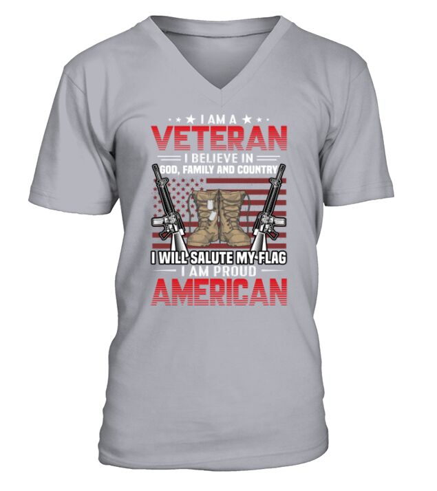 I am a veteran i believe in god, family and country V-Neck T-shirt