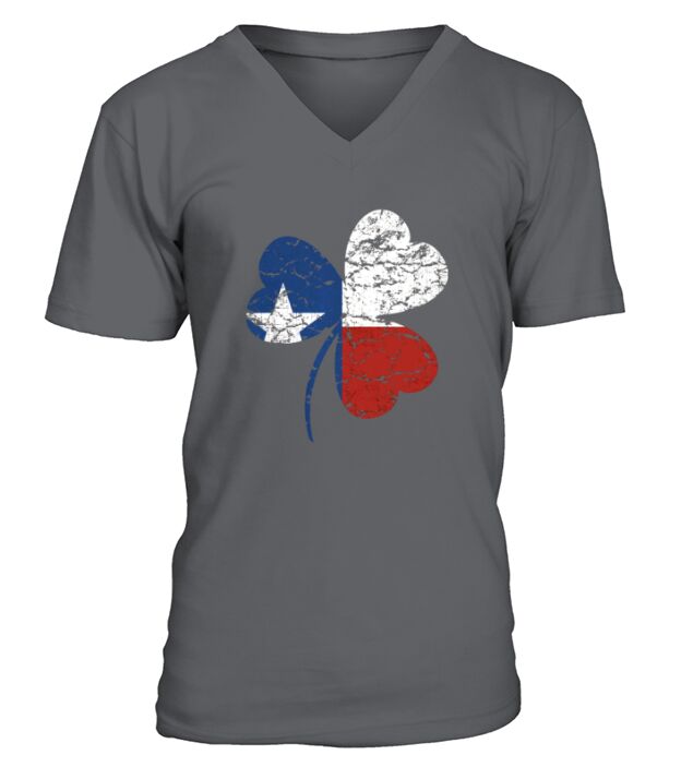 Irish Shamrock Texas Flag V-Neck T-shirt