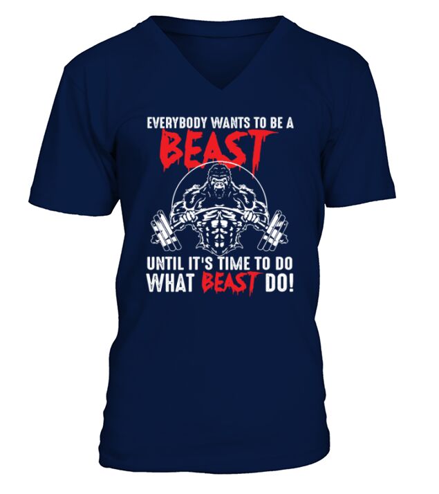 Bodybuilding Lover Wants To Be A Beast T-Shirt - Unisex Long Sleeve V-Neck T-shirt