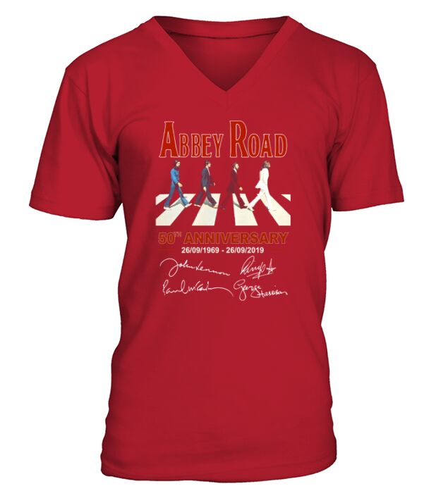 The Beatle Abbey road 50th anniversary signatures V-Neck T-shirt