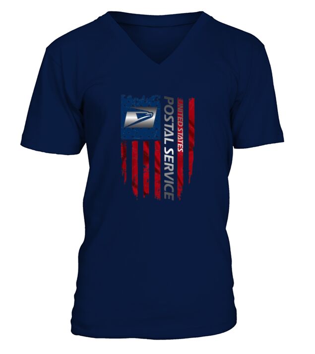 United States Postal Service and American Flag Independence Day V-Neck T-shirt