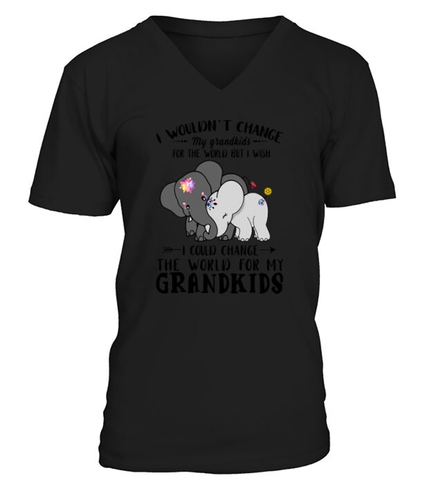 Elephant I Could Change World For My Grandkids V-Neck T-shirt