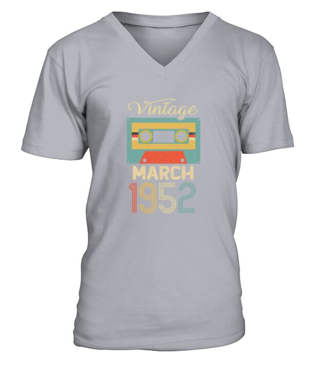 Vintage March 1952 70th Birthday 70 Year Gift V-Neck T-shirt