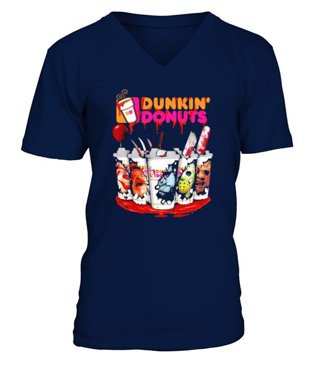 Dunkin Donuts Horror character Halloween Michael Myers V-Neck T-shirt