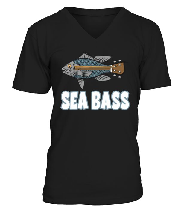 Sea Bass Guitar V-Neck T-shirt