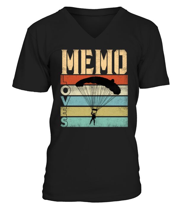 Vintage Memo Love Skydive Great Grandparents Gift 2020 V-Neck T-shirt