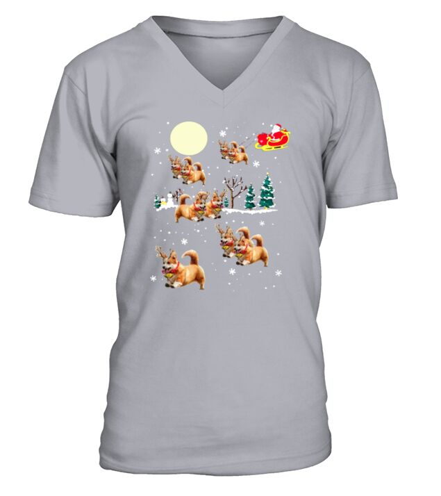 Corgi Christmas V-Neck T-shirt
