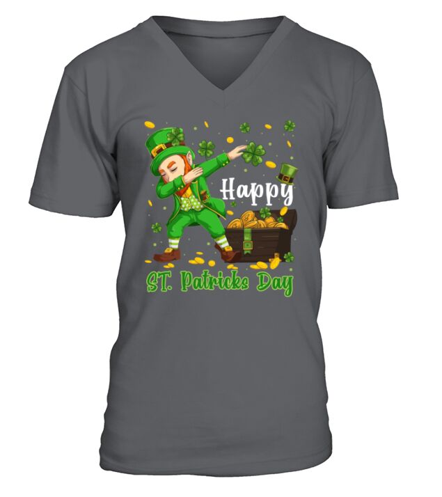 happy St. Patricks Day funny dabbing leprechaun shamrock shirt shirt V-Neck T-shirt