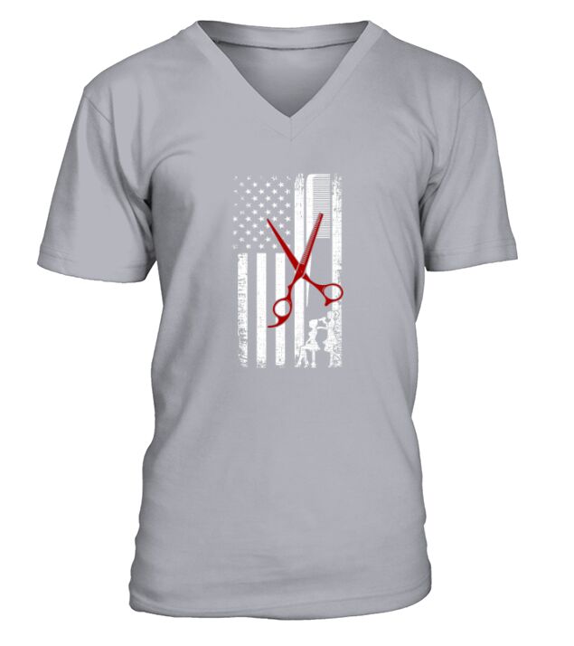 Hair Stylist Flag V-Neck T-shirt