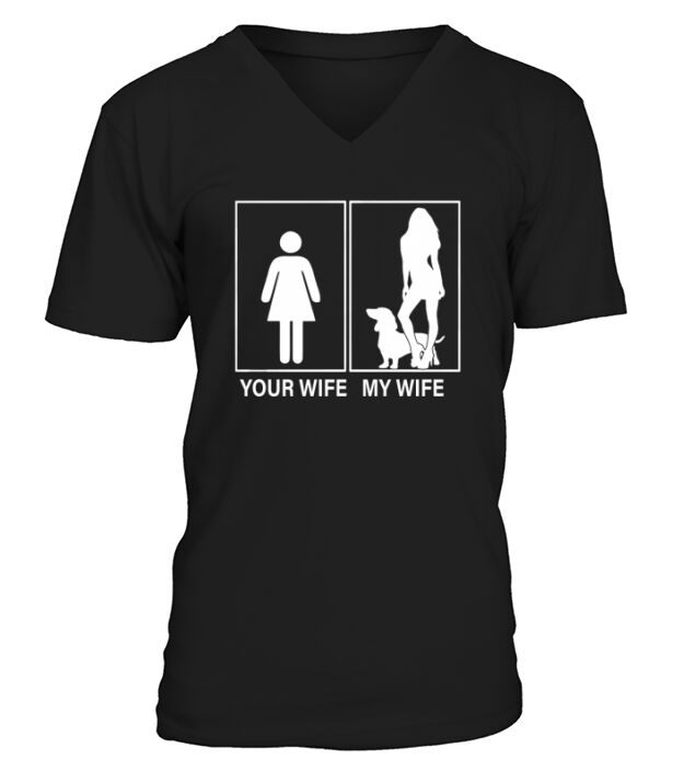 Your Wife My Wife Dachshund V-Neck T-shirt