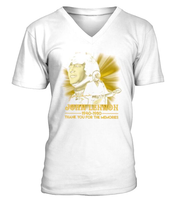 John Lennon 1940 1980 thank you for the memories signature V-Neck T-shirt
