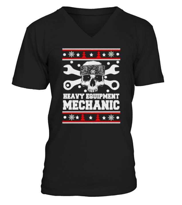 Heavy equipment mechanic Ugly Christmas Sweater V-Neck T-shirt