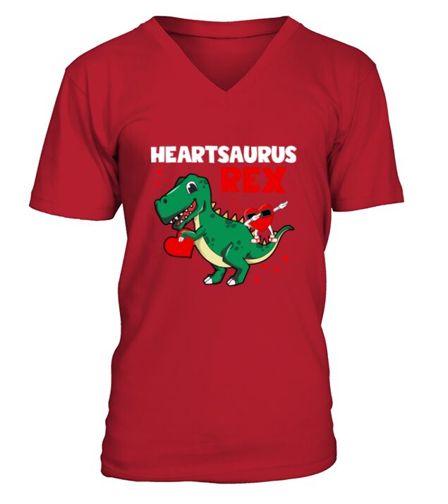 Valentines Day Heartsaurus Rex Dab Dance Heart V-Neck T-shirt