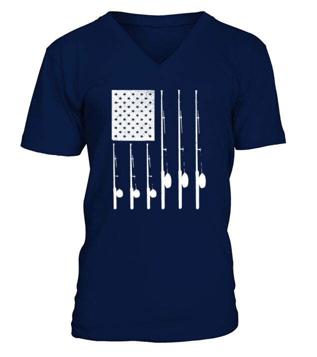 Patriotic Fishing With American USA Flag Great Gift V-Neck T-shirt