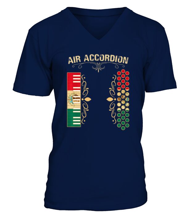 Mexican Flag Vintage Air Accordion V-Neck T-shirt