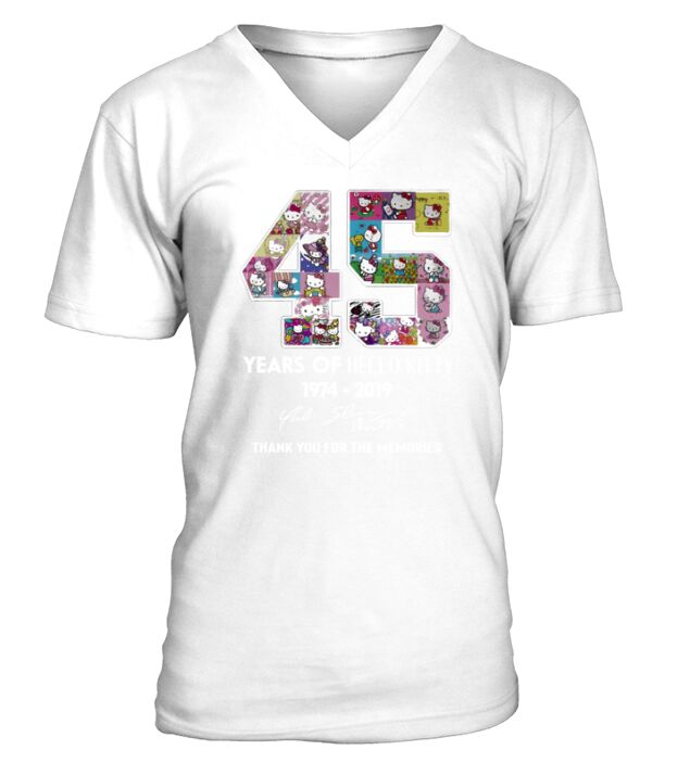 45 years of Hello Kitty 1974 2019 thank you for the memories V-Neck T-shirt