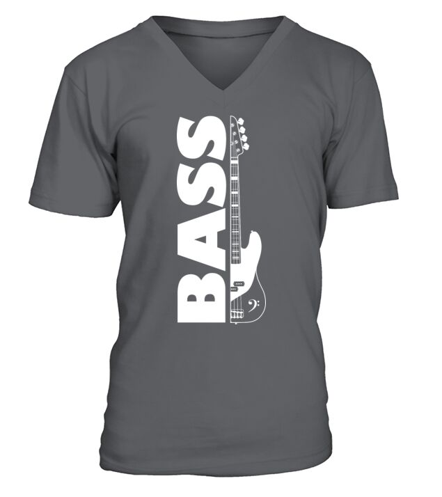Half bass guitar and the word bass on the side V-Neck T-shirt