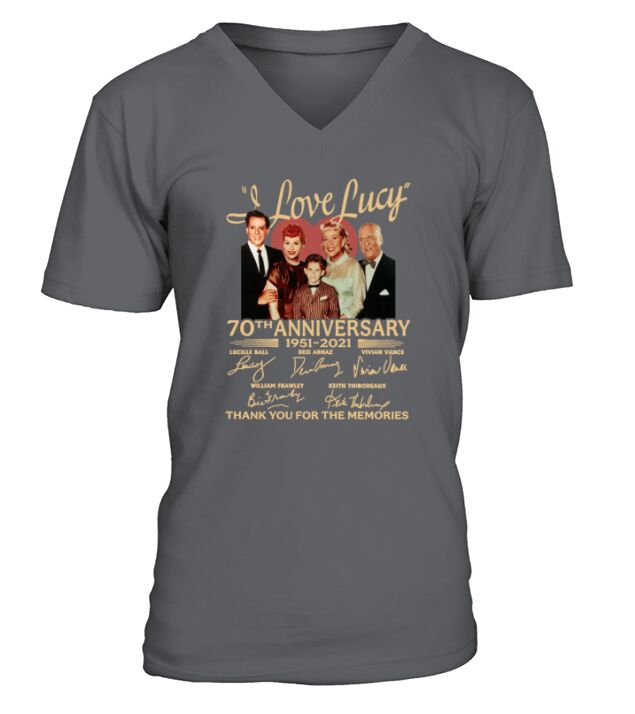 I love Lucy 70th Anniversary 1951 2021 signatures thank you for the memories V-Neck T-shirt