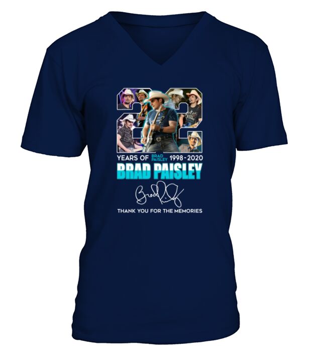 Brad Paisley 22 years of 1998 2020 thank you for the memories signature V-Neck T-shirt