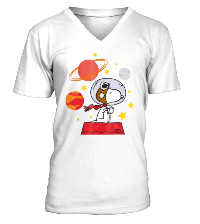 Peanuts Snoopy Space Pilot Mars, Moon And Saturn shirt V-Neck T-shirt