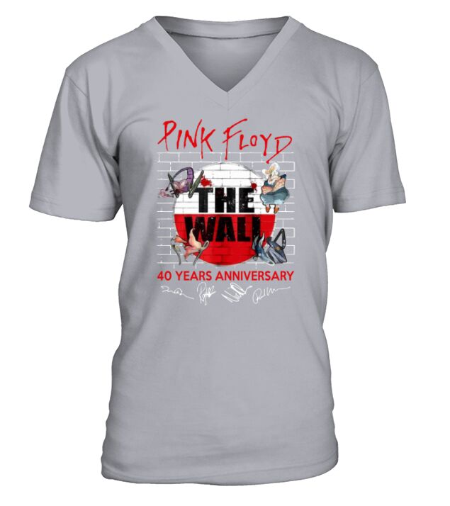 Pink Floyd The Wall 40 Years anniversary signatures shirt V-Neck T-shirt