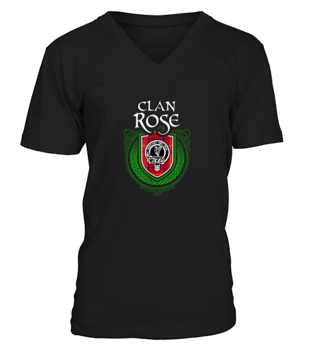 Rose Surname Scottish Clan Tartan Crest Badge V-Neck T-shirt