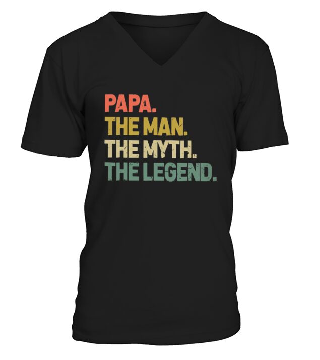 Vintage Papa The Man The Myth The Legend V-Neck T-shirt