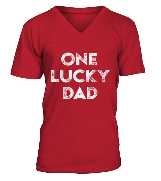 Mens One Lucky Dad St Patricks Day T Shirt Gift Daddy Father T-Shirt V-Neck T-shirt