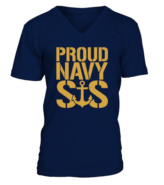Proud Navy Sister in Navy V-Neck T-shirt
