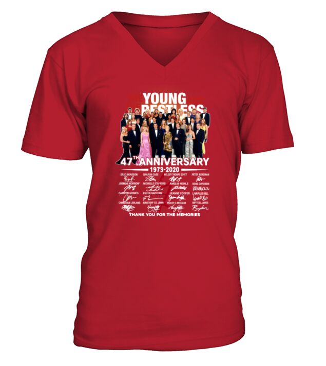 The Young and The Restless 47th Anniversary 1973 2020 Thank You For The Memories Signature V-Neck T-shirt