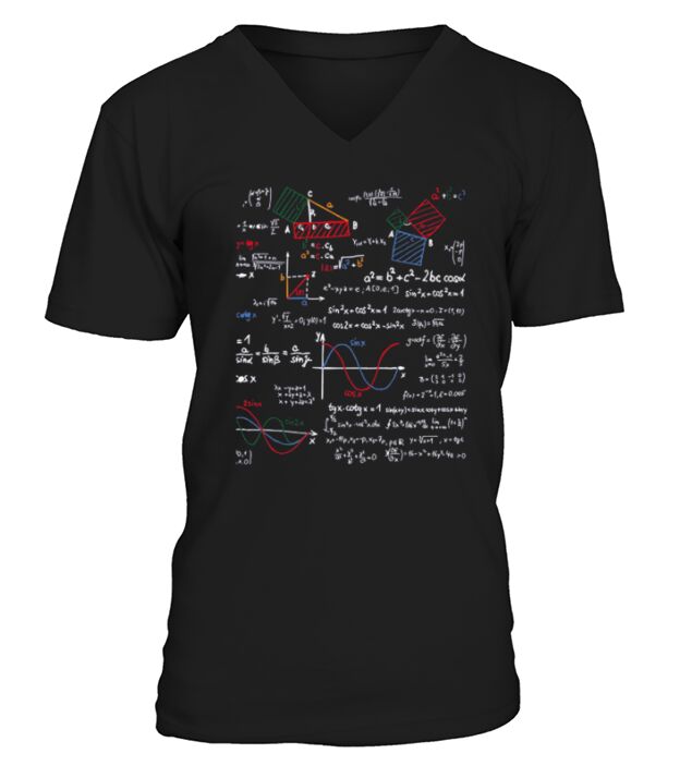 Math T-Shirt Teacher Formulas Cheat Sheet Cool Geek Nerd Tee V-Neck T-shirt