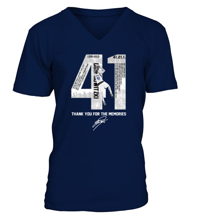 41 Dirk Nowitzki Thank You For The Memories Signature V-Neck T-shirt