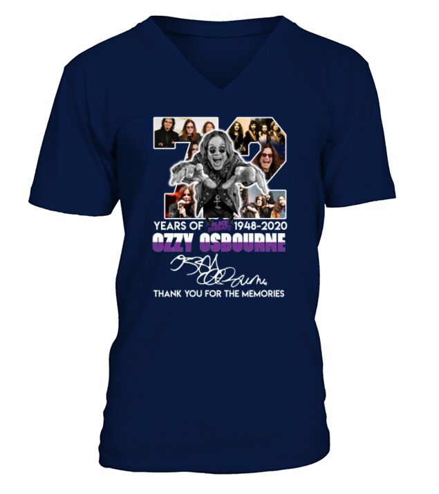 72 years of 1948 2020 ozzy osbourne thank you for the memories signature V-Neck T-shirt
