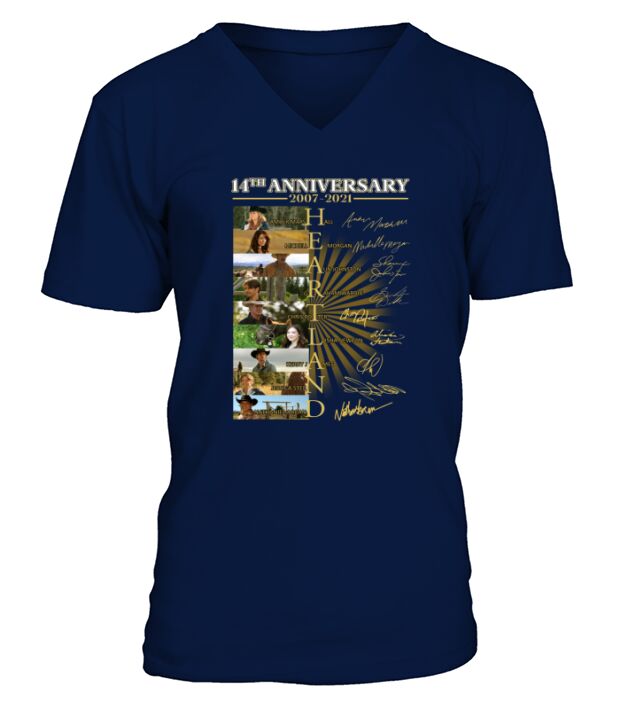 14th anniversary 2007 2021 Heartland signatures V-Neck T-shirt