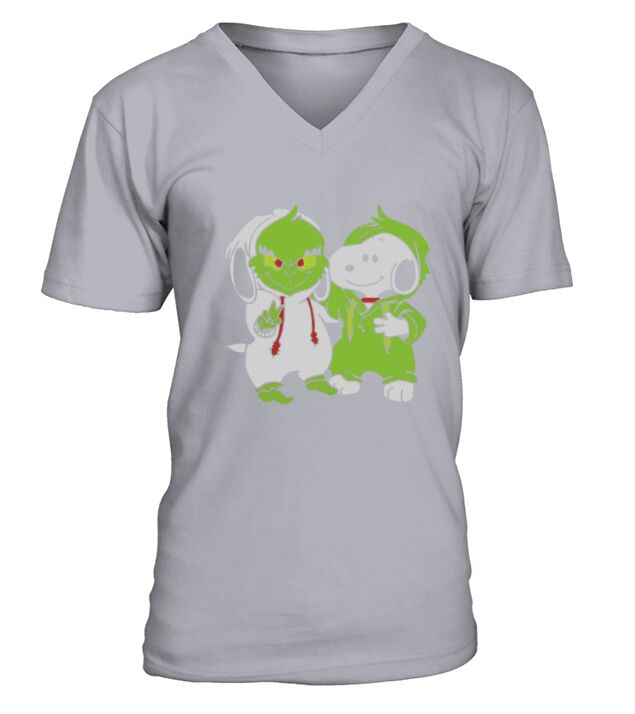 Snoopy And Grinch Fushion Peanuts How The Grinch Stole Christmas - Ladies V-Neck V-Neck T-shirt