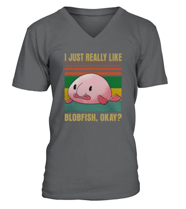 Blobfish Blobby Fishing Retro Vintage V-Neck T-shirt
