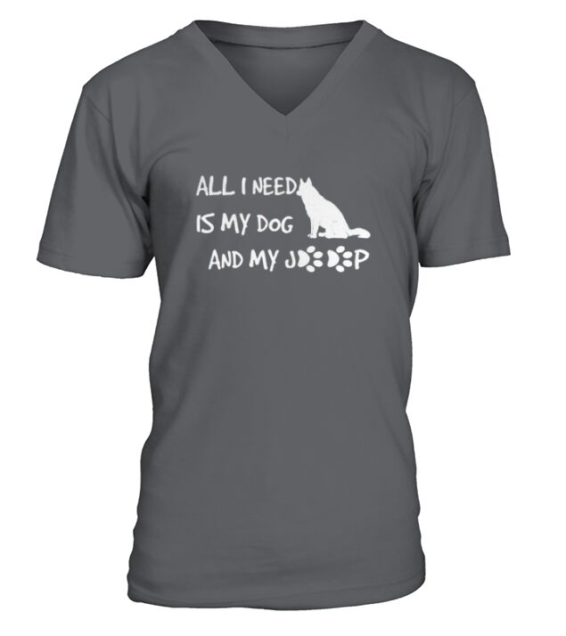 ALL I NEED IS MY DOG AND MY JEEP V-Neck T-shirt