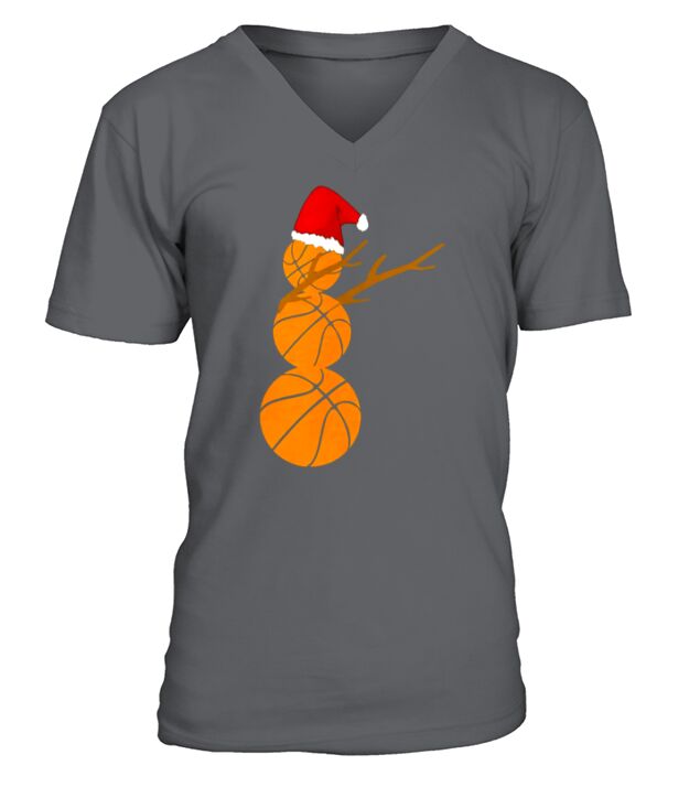 Basketball Snowman Dabbing Funny Christmas Shirt Dab Xmas copy V-Neck T-shirt