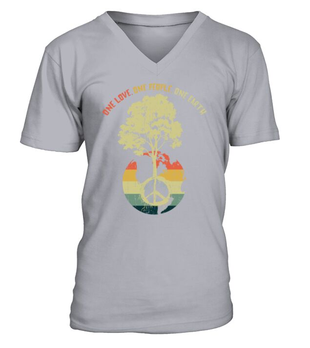 Retro Vintage People Planet Save World Earth Day V-Neck T-shirt