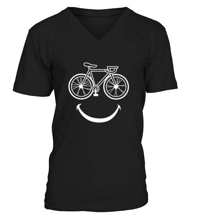 Funny Bicycle Smile Bike Smiling Face Biker V-Neck T-shirt