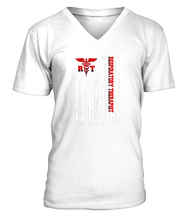 Respiratory Therapist Gift Physician Therapy American Flag V-Neck T-shirt