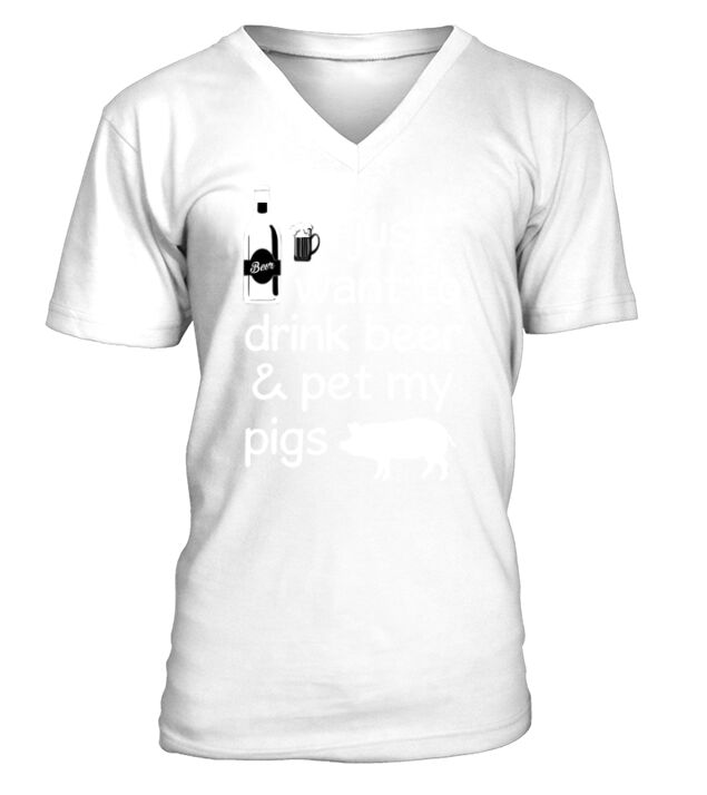 Pig drink beer V-Neck T-shirt