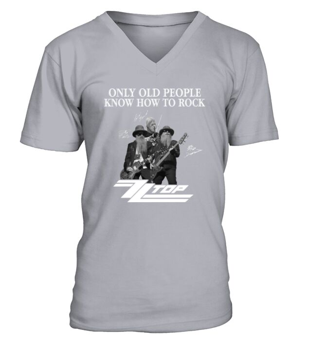 Only Old People Know How To Rock Zz Top Signatures V-Neck T-shirt