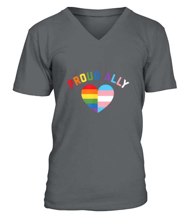 Proud Ally LGBT Rainbow Heart shirt V-Neck T-shirt