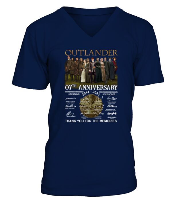 Outlander 07th anniversary 2014 2021 thank you for the memories signatures V-Neck T-shirt